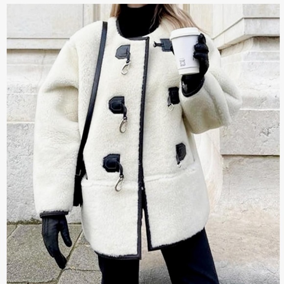 Jackets & Blazers - Women's White and Black Toggle Coat